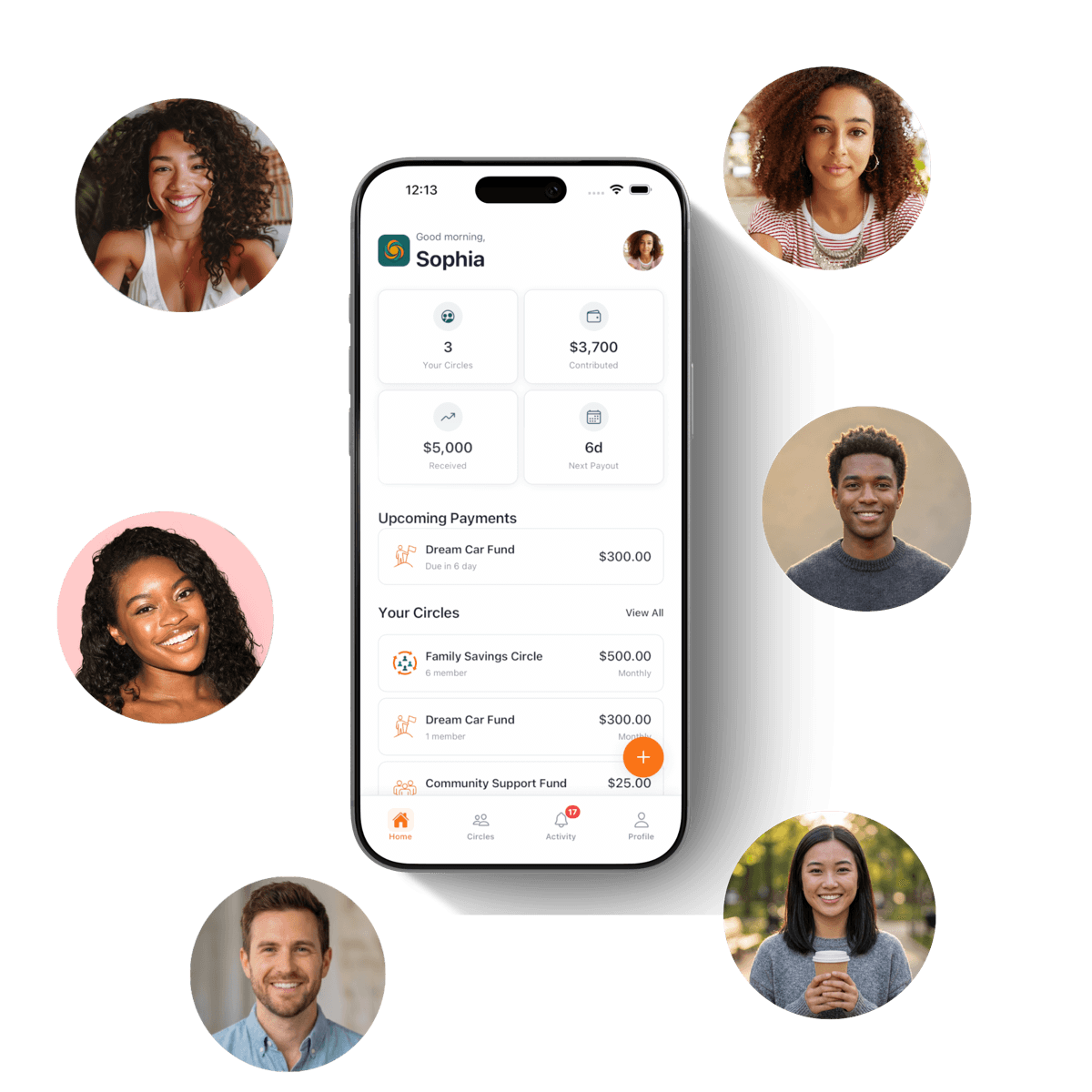 Susu app surrounded by community members